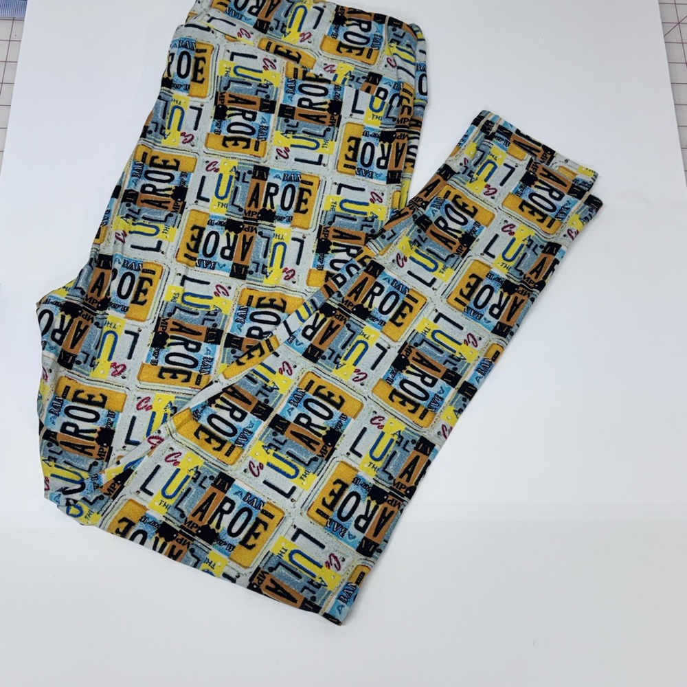 LuLaRoe TC2 Leggings - Colorful License Plate Design